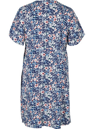 Robe portefeuille manches courtes, Blue Flower AOP, Packshot image number 1