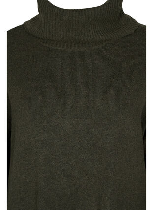 Poncho en tricot chiné avec col roulé et fente, Forest Night Mel., Packshot image number 2