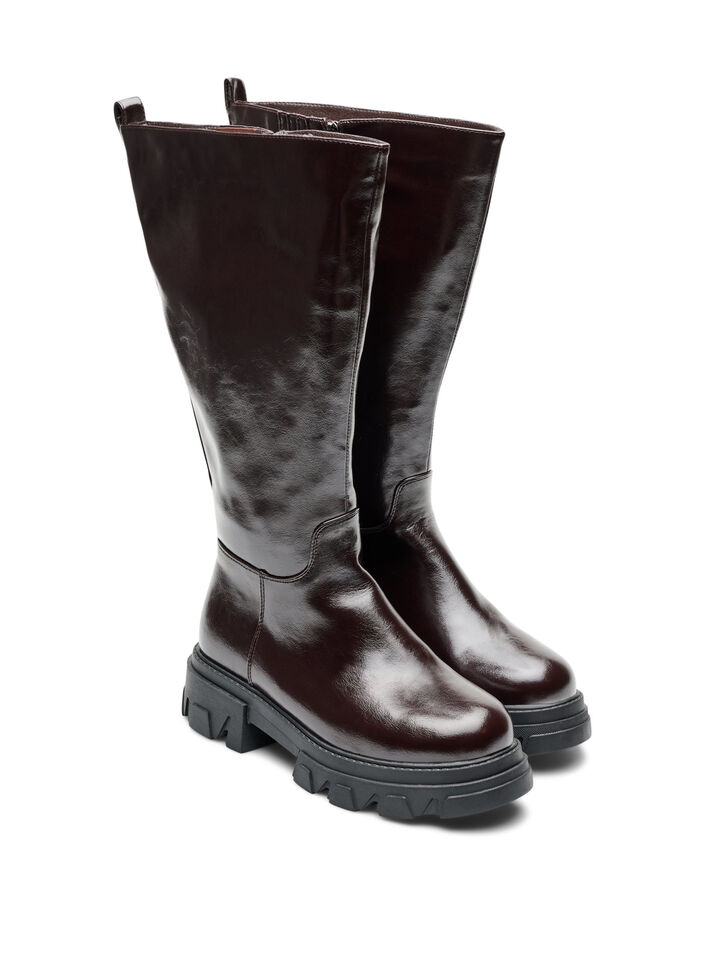 Lange laars met een licht gebarsten look, Bruin, Packshot
