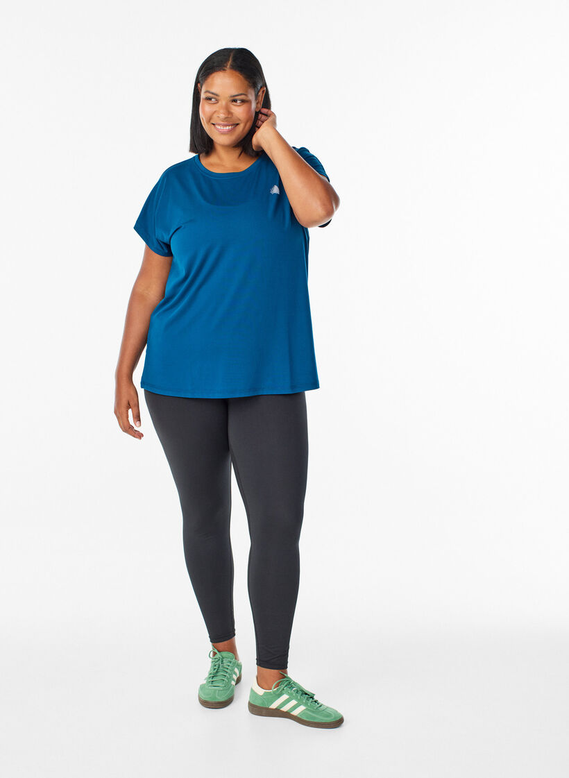 Effen gekleurd trainingsshirt, Blauw, Model image number 1
