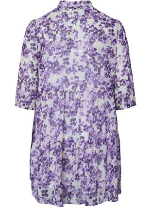 Tunique à imprimé floral et lurex, Beige/Purple Flower, Packshot image number 1