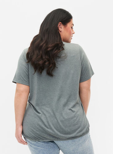 T-shirt mélangé avec bord élastiqué, Balsam Green Mél, Model image number 1
