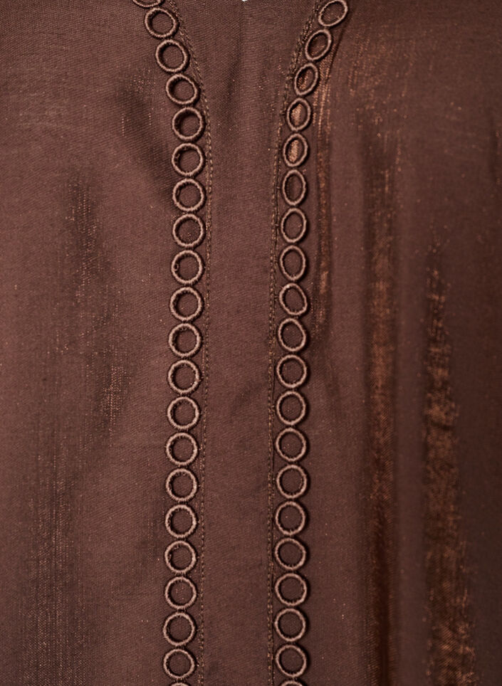 Viscose blouse met V-hals en decoratieve details, Bruin, Packshot image number 2