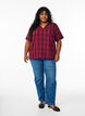 Blouse met ruitjesmotief en V-hals, Donker Bordeaux, Model image number 1