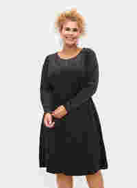 Robe à paillettes en velours à manches longues, Black Silver Lurex, Model