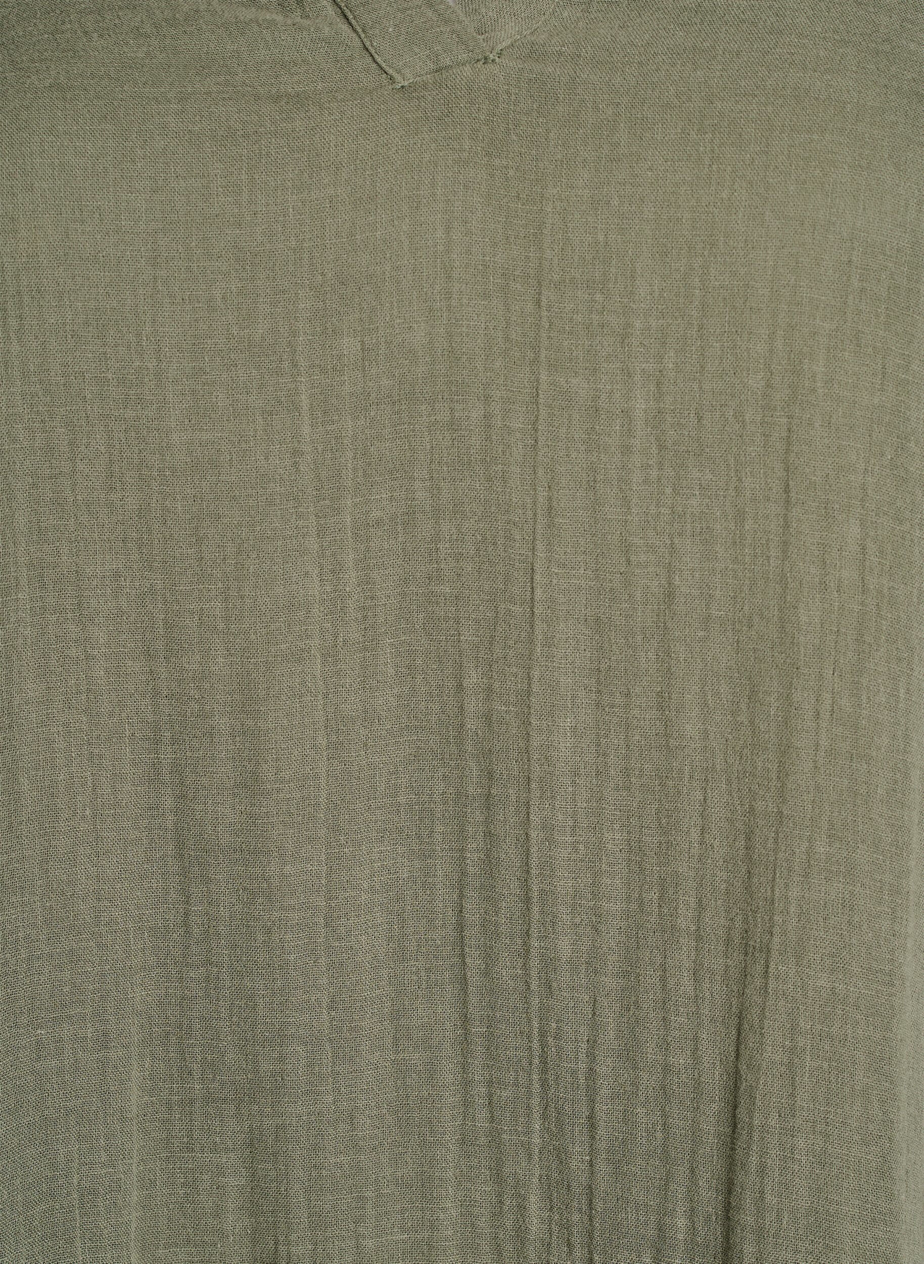 Zizzi Robe courte &eacute;vas&eacute;e en mousseline de coton, Vert, Packshot image number 2