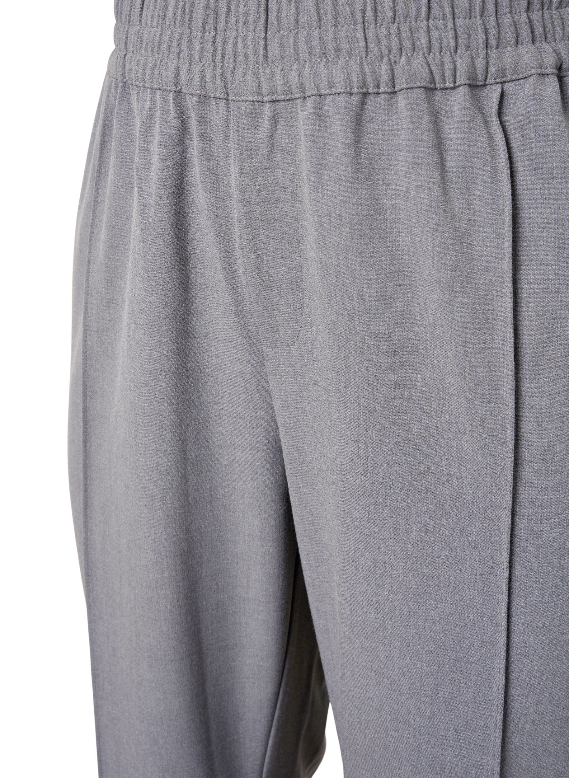 ZizziGrijs gem&ecirc;leerde broek met elastiek in de taille, Medium Grey Melange, Packshot image number 2