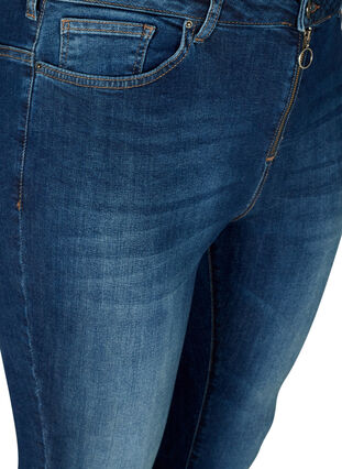 Cropped Nille jeans met gerafelde randen, Blue denim, Packshot image number 2