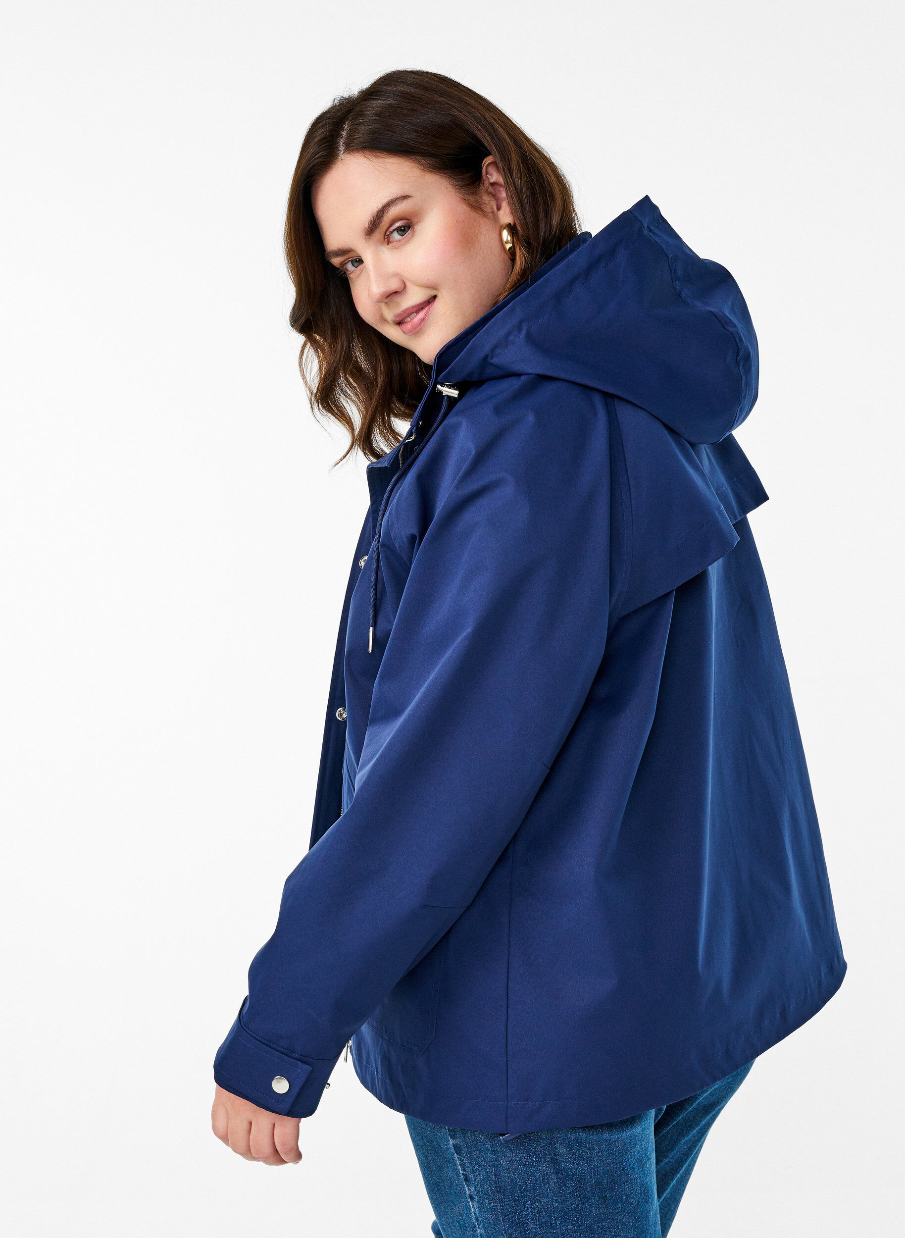 ZizziVeste courte de printemps avec capuche amovible, Bleu, Model image number 2