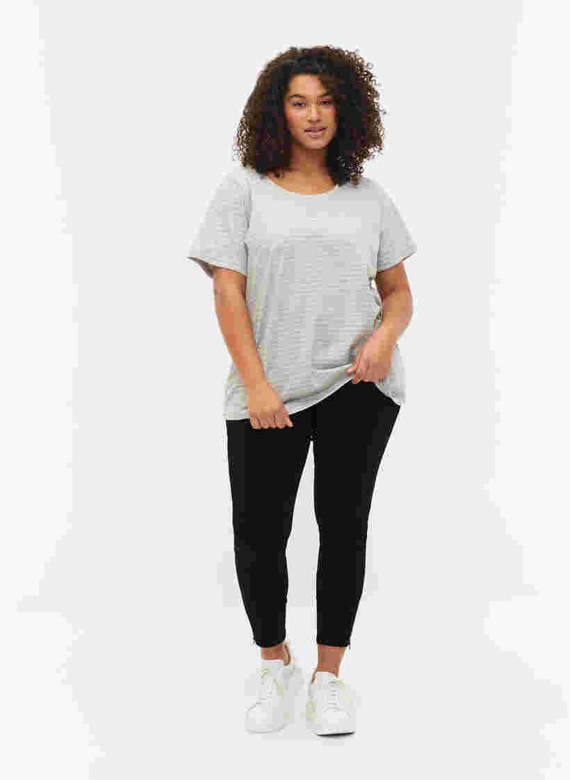 Gemêleerd katoenen t-shirt, Light Grey Melange, Model image number 2