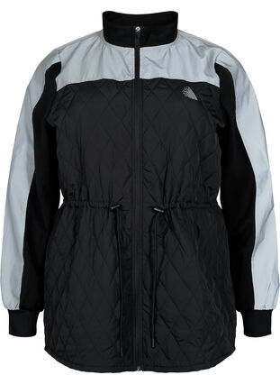 Reflecterende sportjas met aanpasbare taille, Black w. Reflex, Packshot image number 0
