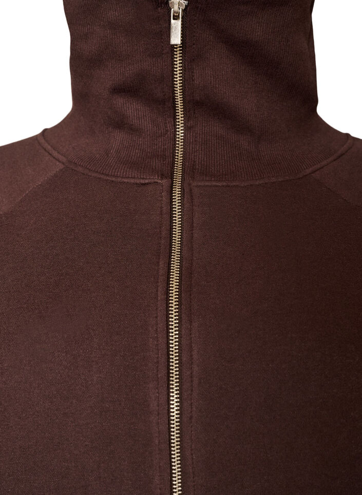Sweatvest met hoge kraag en rits, Bruin, Packshot image number 2