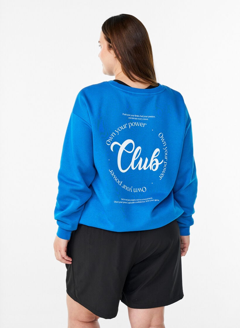 Sweatshirt avec imprim&eacute; texte, Bleu, Model image number 2