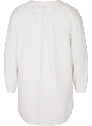 Korte katoenen tuniek met v-hals, Bright White, Packshot image number 1