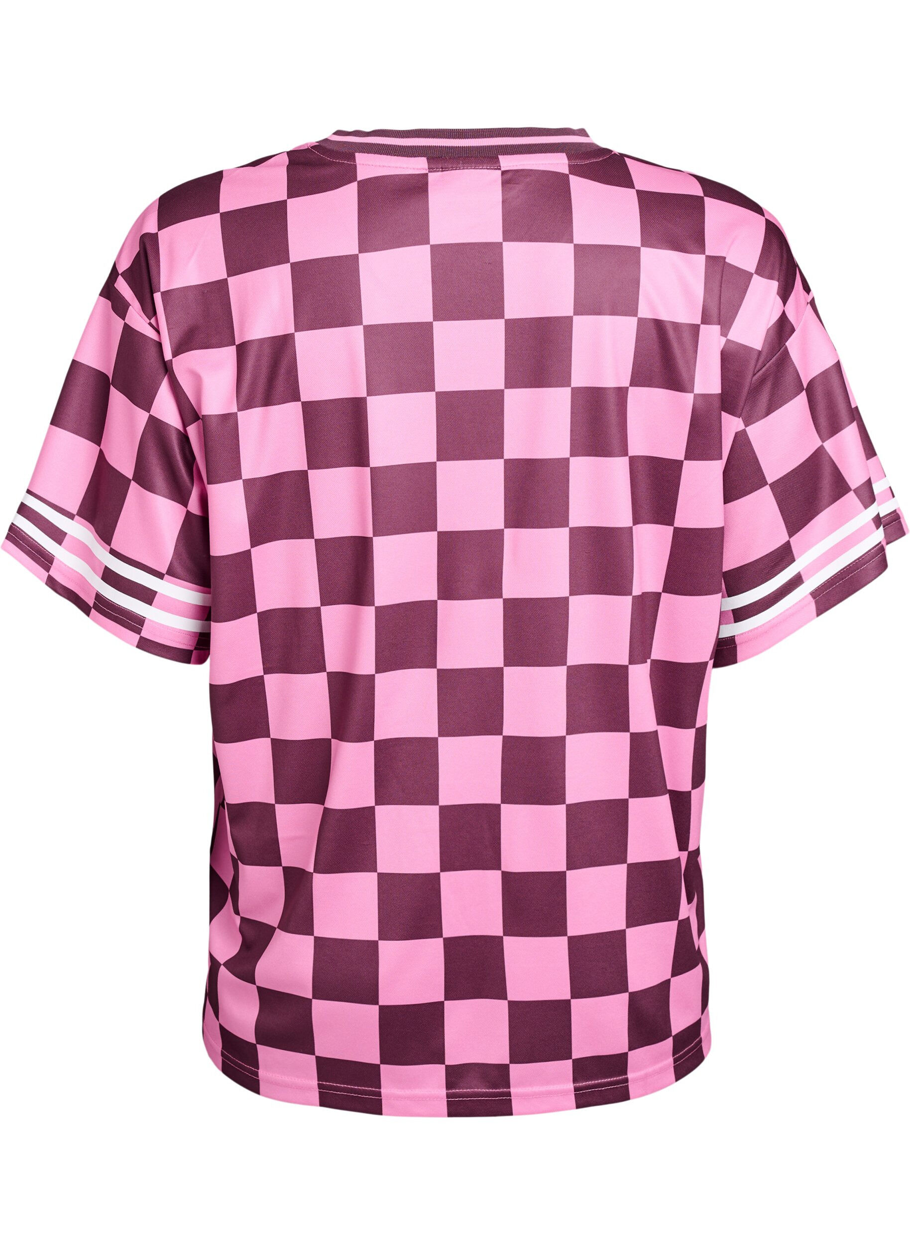 ZizziSporty T-shirt met ruiten en tekstprint, Rood, Packshot image number 1