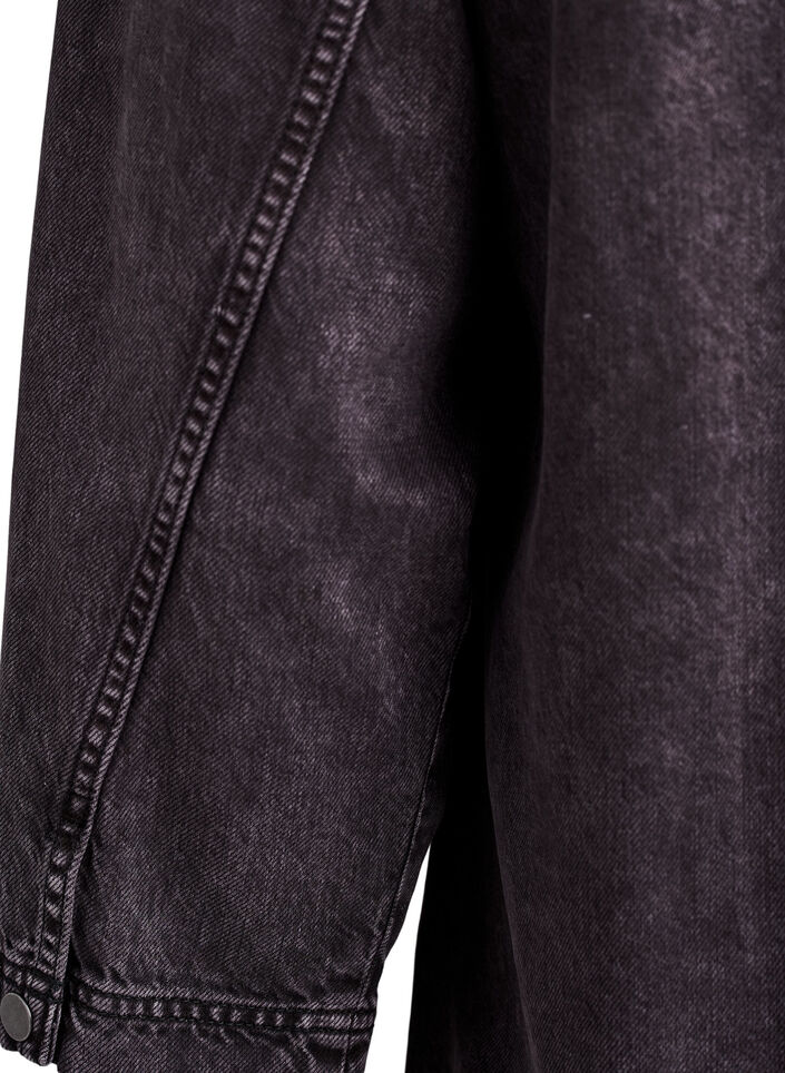 Chemise en denim ample avec manches 3/4, Gris, Packshot image number 3