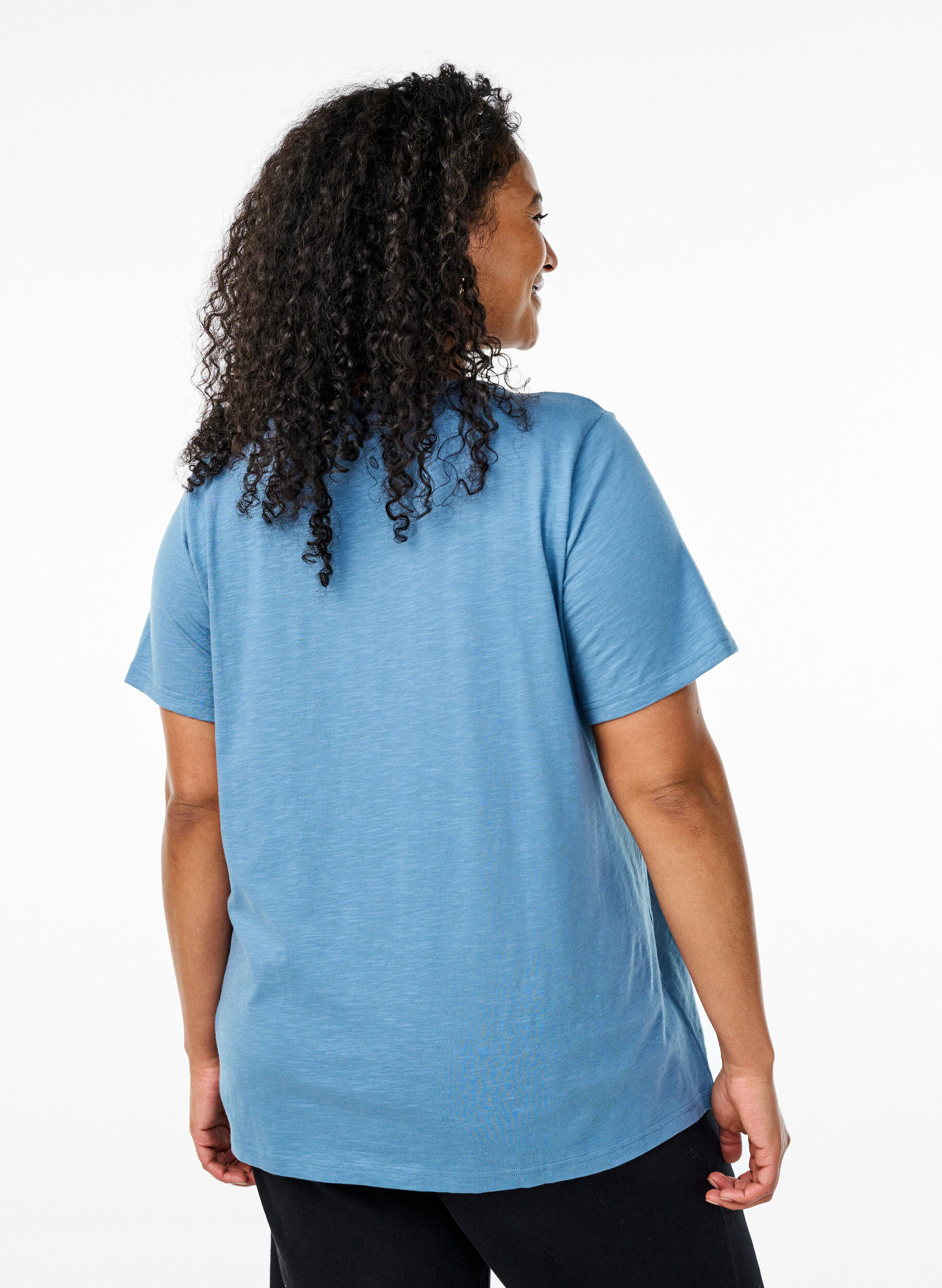 ZizziFLASH - T-shirt met knoopdetail, Blauw, Model image number 2