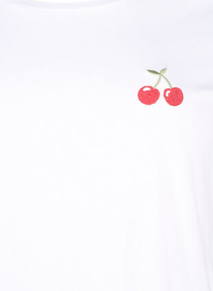 T-shirt en coton avec une cerise brodée, B.White CherryEMB., Packshot image number 2