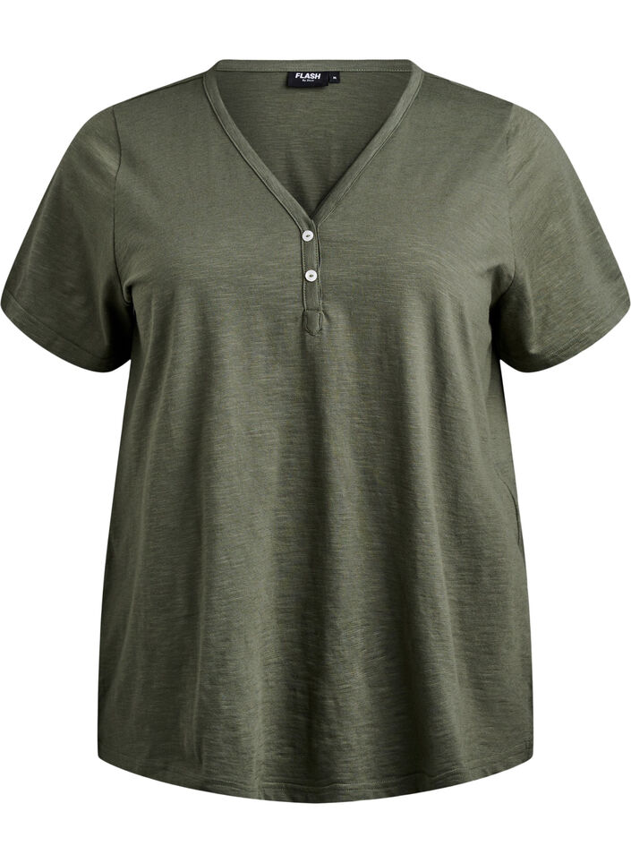 T-shirt dot&eacute; de boutons, Vert, Packshot image number 0