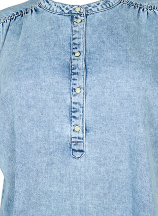 Robe trapèze en jean à manches courtes, Blue denim, Packshot image number 2