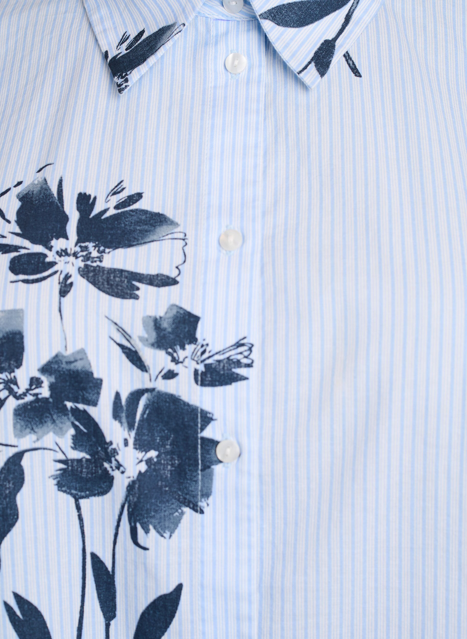 ZizziLang shirt met strepen en bloemenprint, Blauw, Packshot image number 2