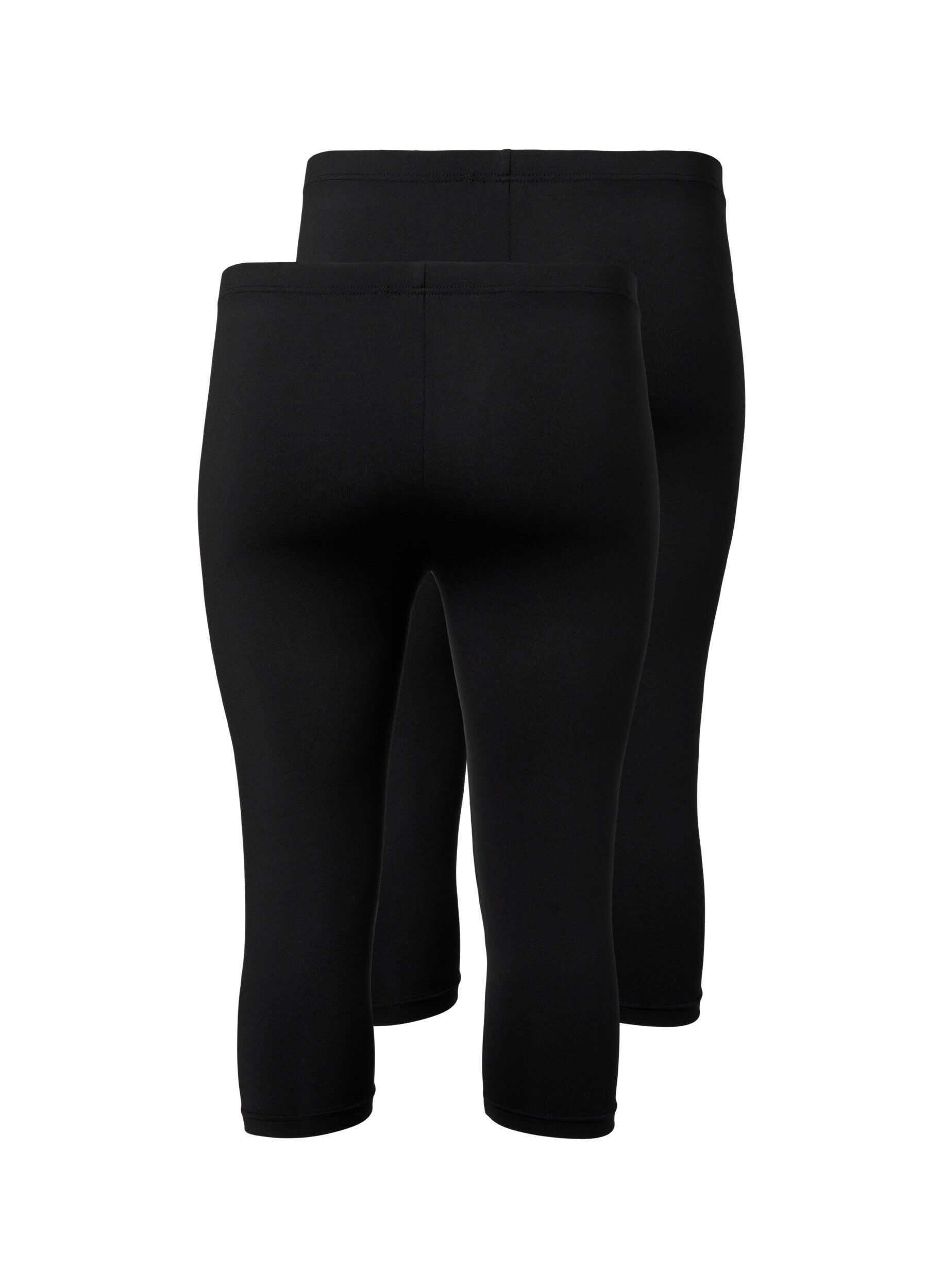 Zizzi2-pack leggings met 3/4 lengte, Zwart, Packshot image number 1