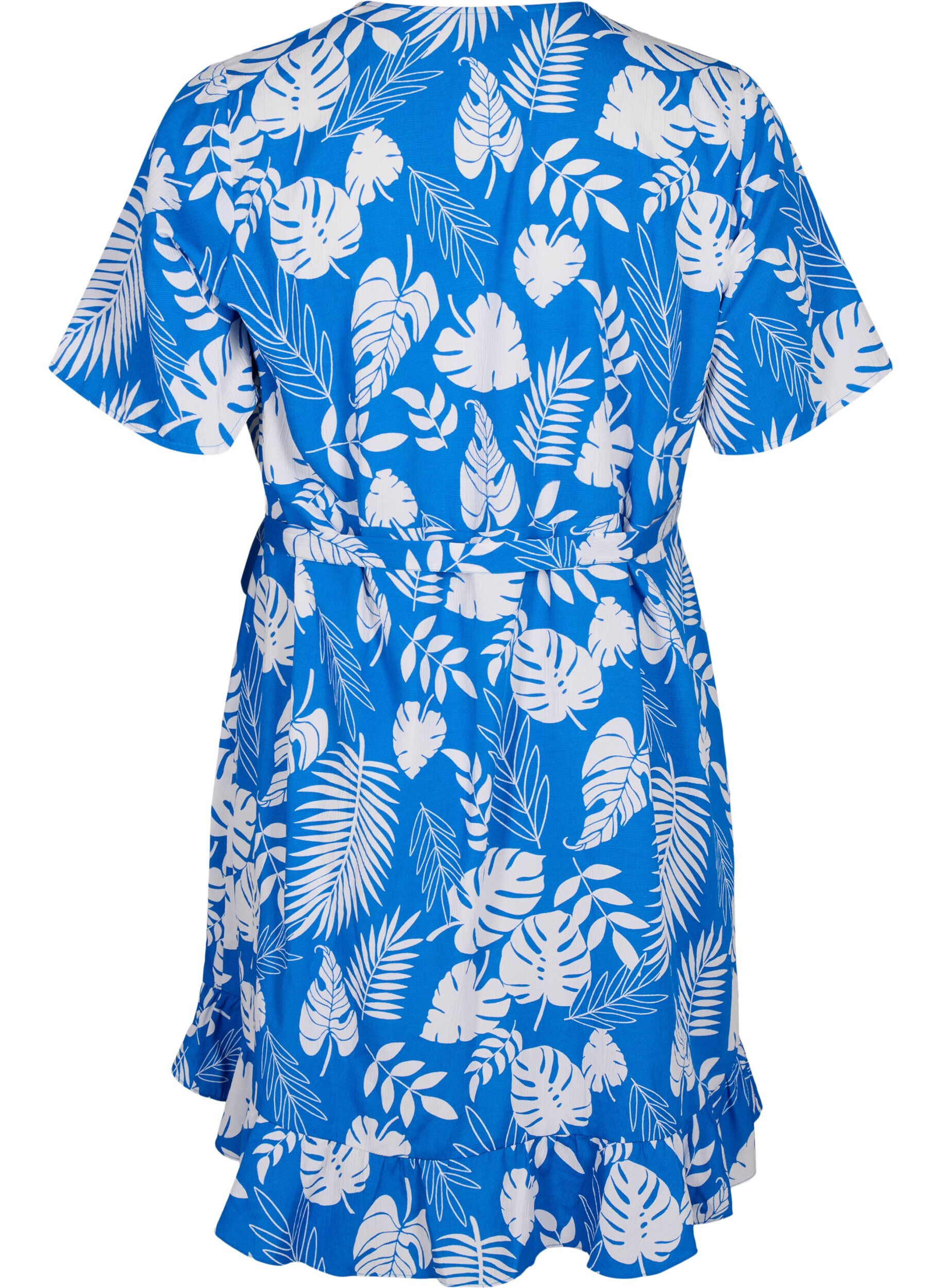 ZizziFLASH - Wikkeljurk met korte mouwen, Skydiver White AOP, Packshot image number 1