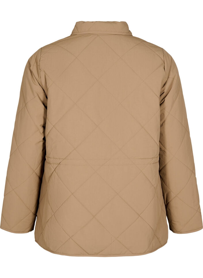 Quilted jas met kraag en zakken, Bruin, Packshot image number 1