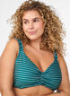 Gestreepte bikinitop met afneembare vulling, Groen, Model image number 2