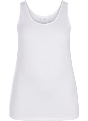 Top basique de couleur unie en coton, Bright White, Packshot image number 0