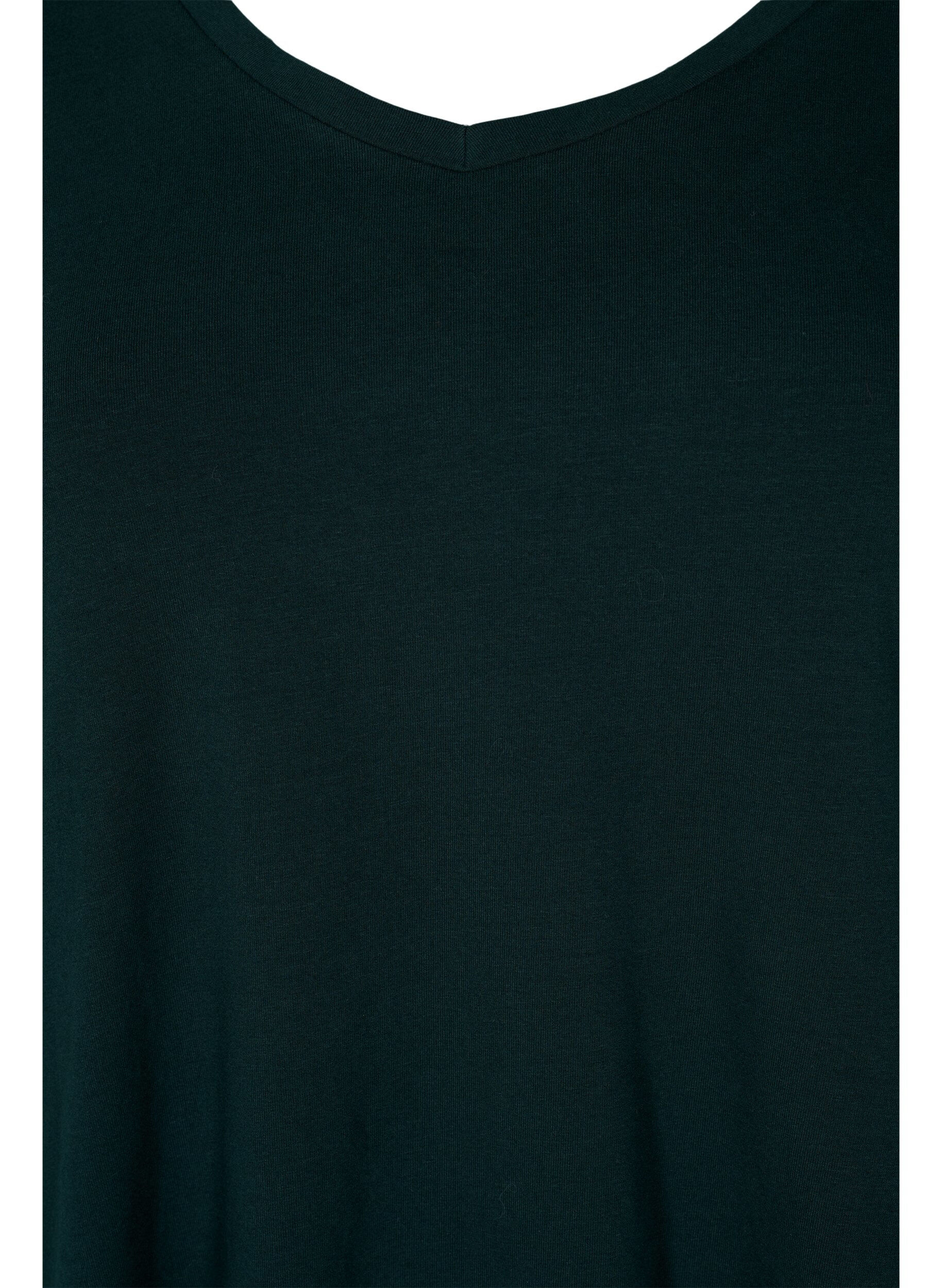 ZizziT-shirt en coton uni basique, Vert fonc&eacute;, Packshot image number 2