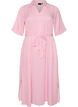 Robe-chemise longue jusqu&rsquo;aux chevilles avec ceinture &agrave; nouer et rayures, Rose, Packshot image number 0