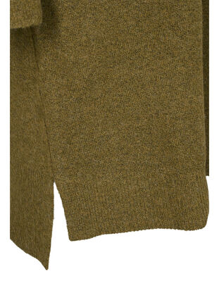 Robe en tricot à col montant avec fente, Fir Green Mel., Packshot image number 3