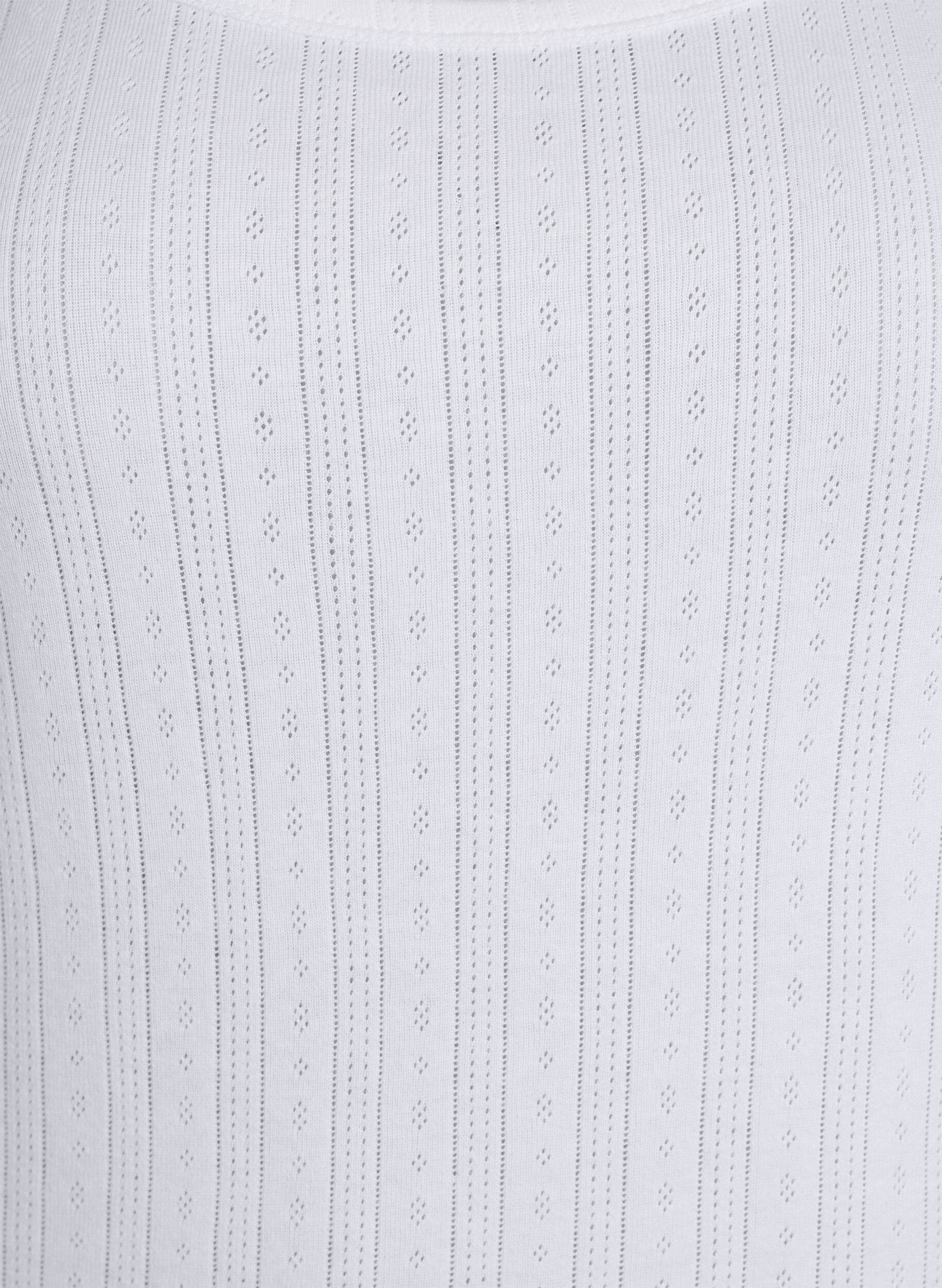 Zizzi Haut de nuit en coton bio &agrave; motif textur&eacute;, Blanc, Packshot image number 2