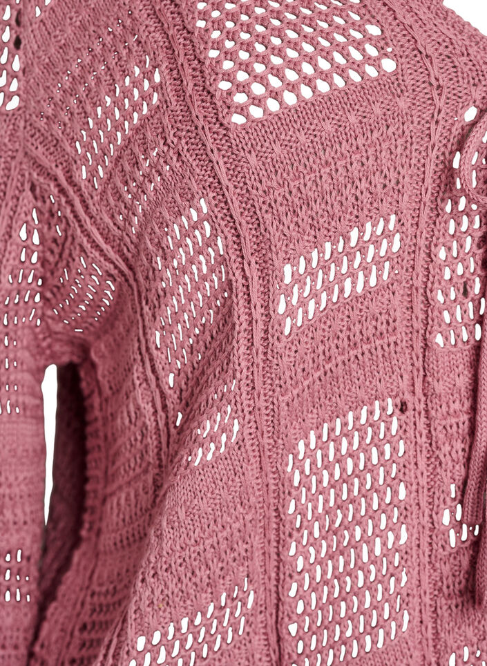 Cardigan en maille avec liens et motifs ajour&eacute;s, Rose, Packshot image number 2