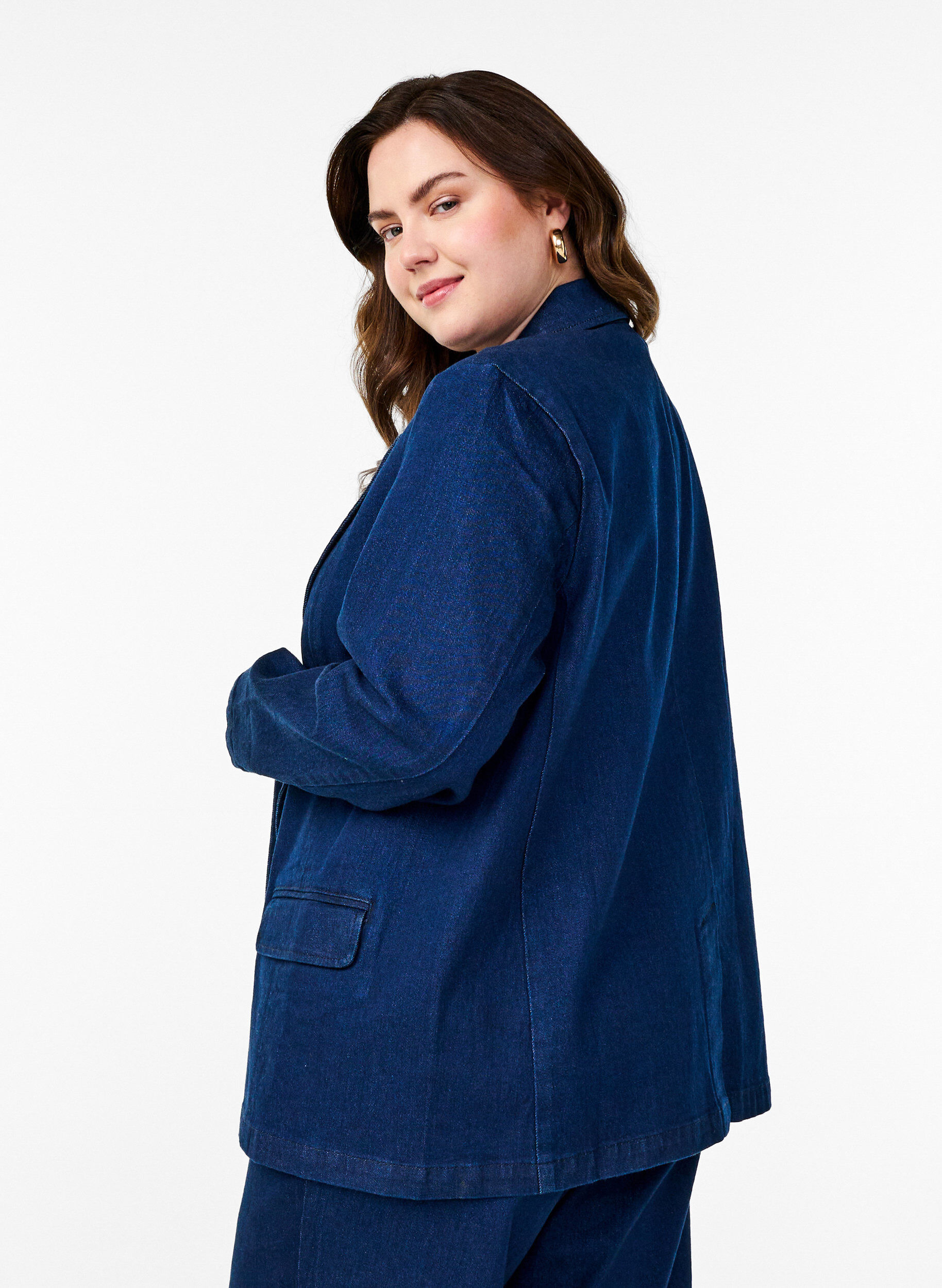 ZizziDenim blazer met zakken, Blauw, Model image number 2