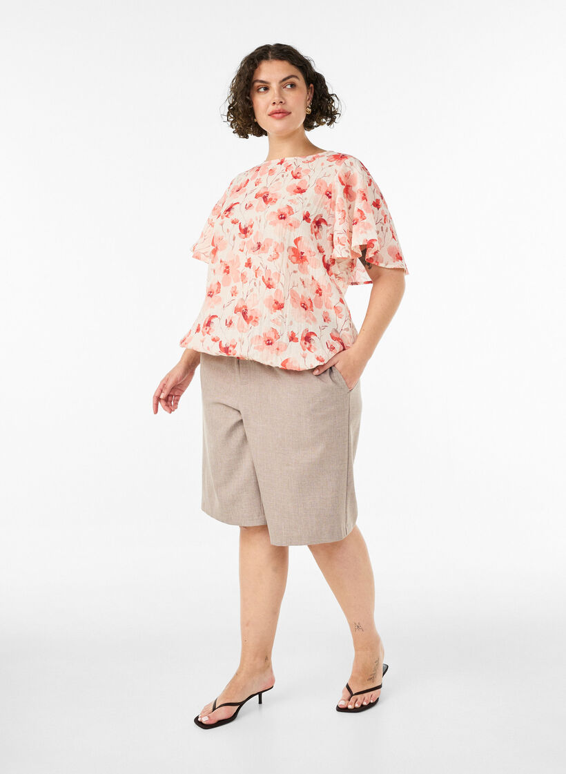 Blouse met ballonavorm en vleermuismouwen, Oranje, Model image number 0