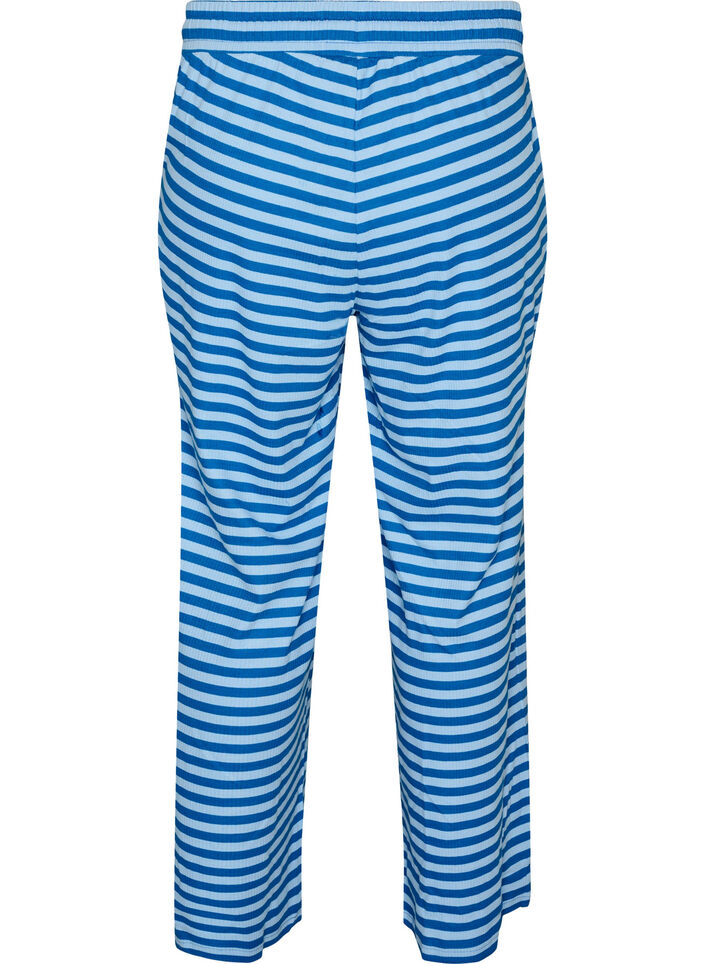 Gestreepte pyjamabroek met een high waist en wijde pijpen, Blauw, Packshot image number 1