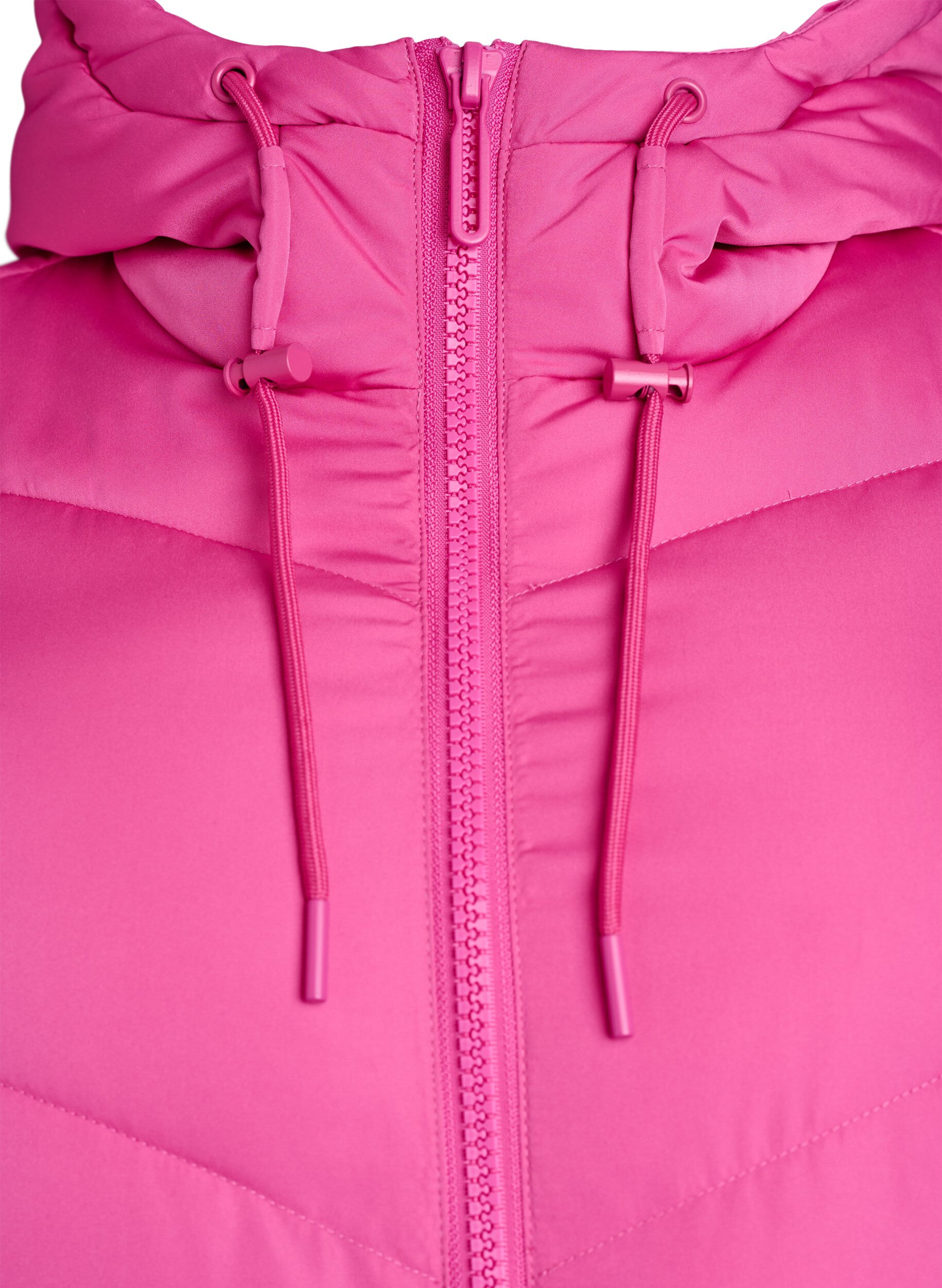 ZizziLange pufferjas met capuchon en zakken, Roze, Packshot image number 2