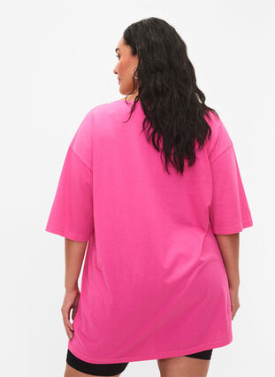 T-shirt oversize en coton avec imprimé, Shocking Pink ÉTOILÉ, Model image number 1