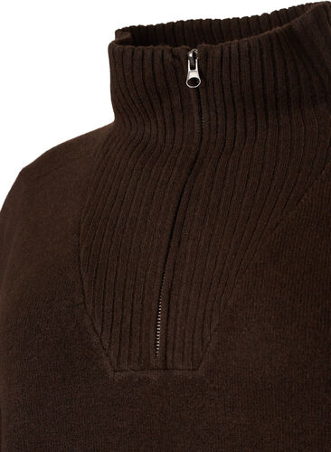 Pull en tricot avec fermeture éclair, Demitasse/Black Mel., Packshot image number 2