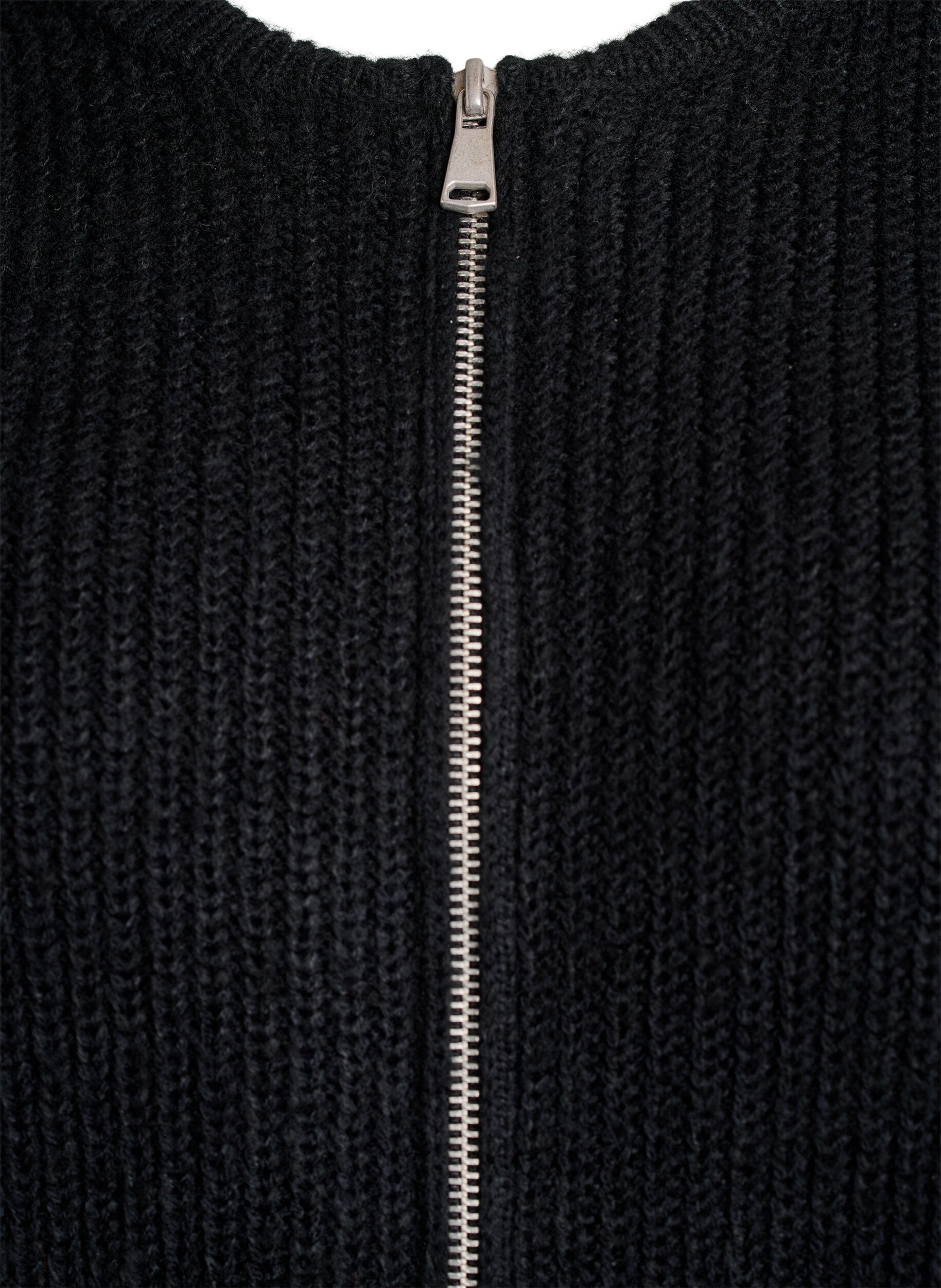 ZizziBreigoed cardigan met ritssluiting, Zwart, Packshot image number 2