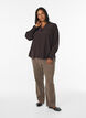 Blouse met ruches kraag en plooien, Bruin, Model image number 1