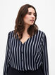 Blouse avec col en V et imprimé, Maritime Blue Stripe, Model image number 0