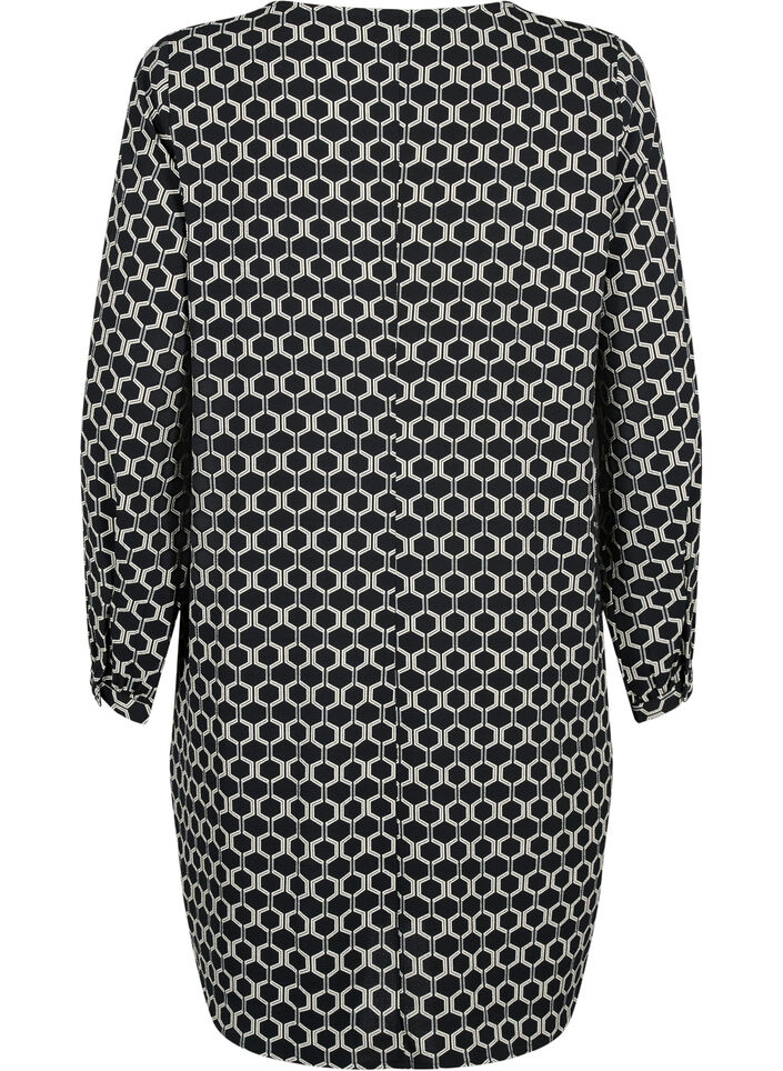 Jurk met V-hals en print, Black Graphic AOP, Packshot image number 1