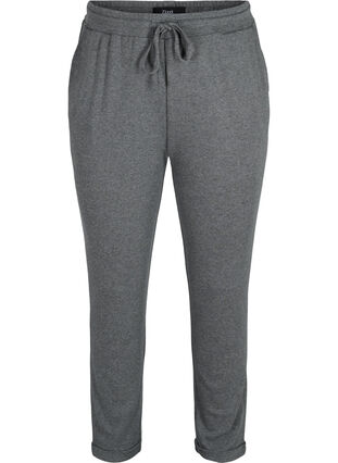Pantalon chiné avec cordon de serrage et poches, Black Melange, Packshot image number 0