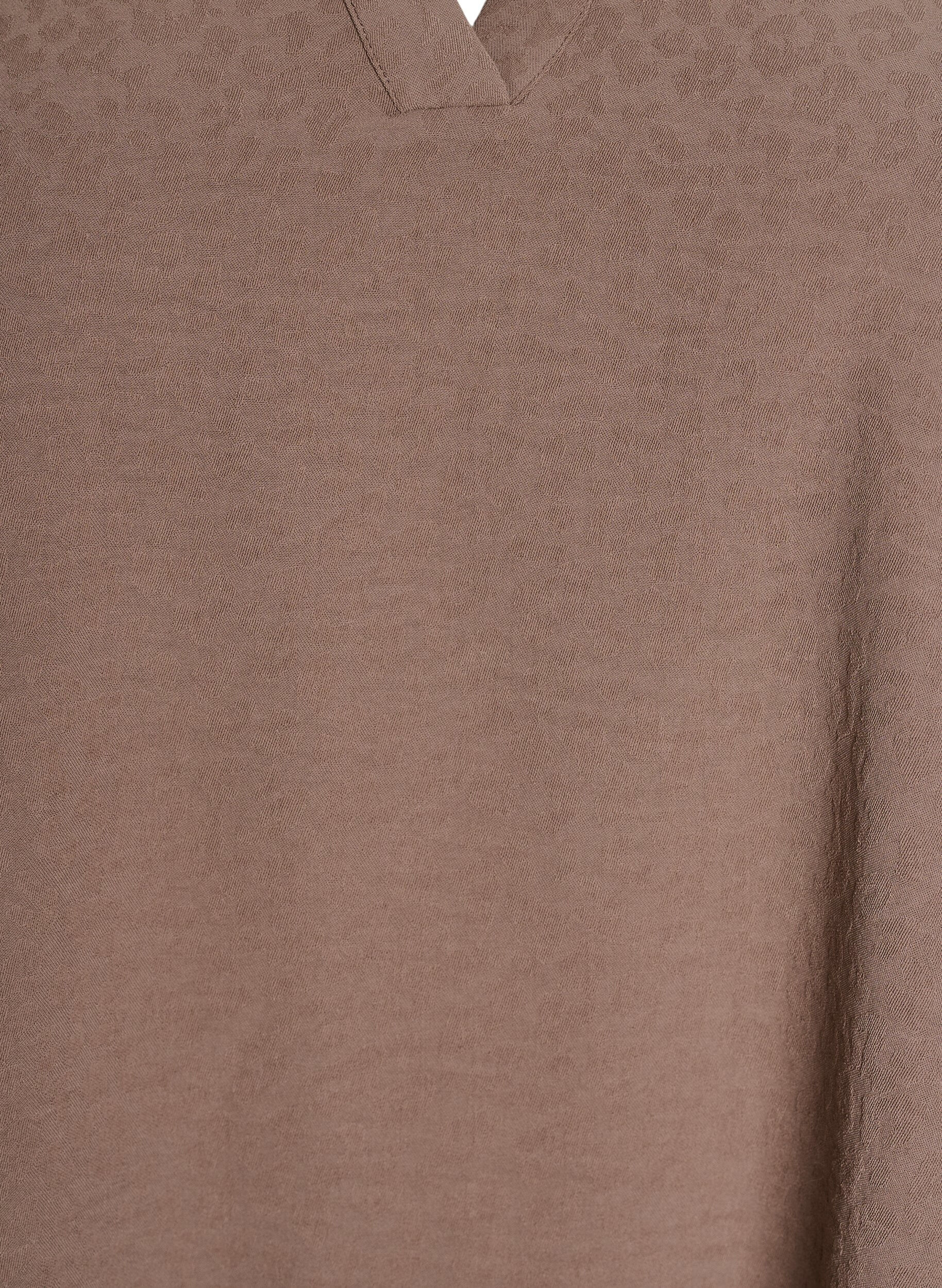 Zizzi Chemisier &agrave; manches courtes &agrave; volants et col en V, Marron, Packshot image number 2