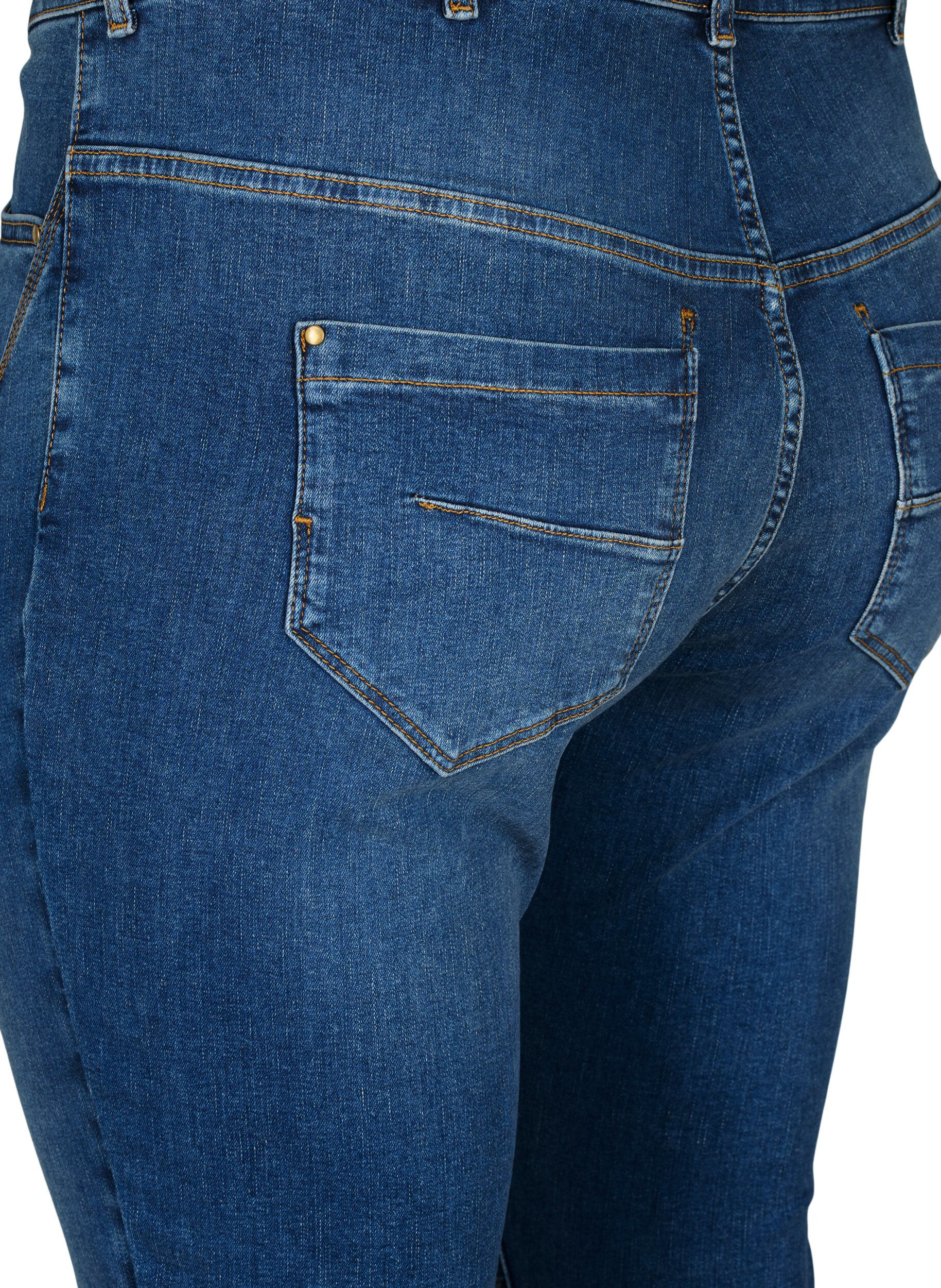 ZizziSuper slanke Amy jeans met hoge taille, Blue denim, Packshot image number 3