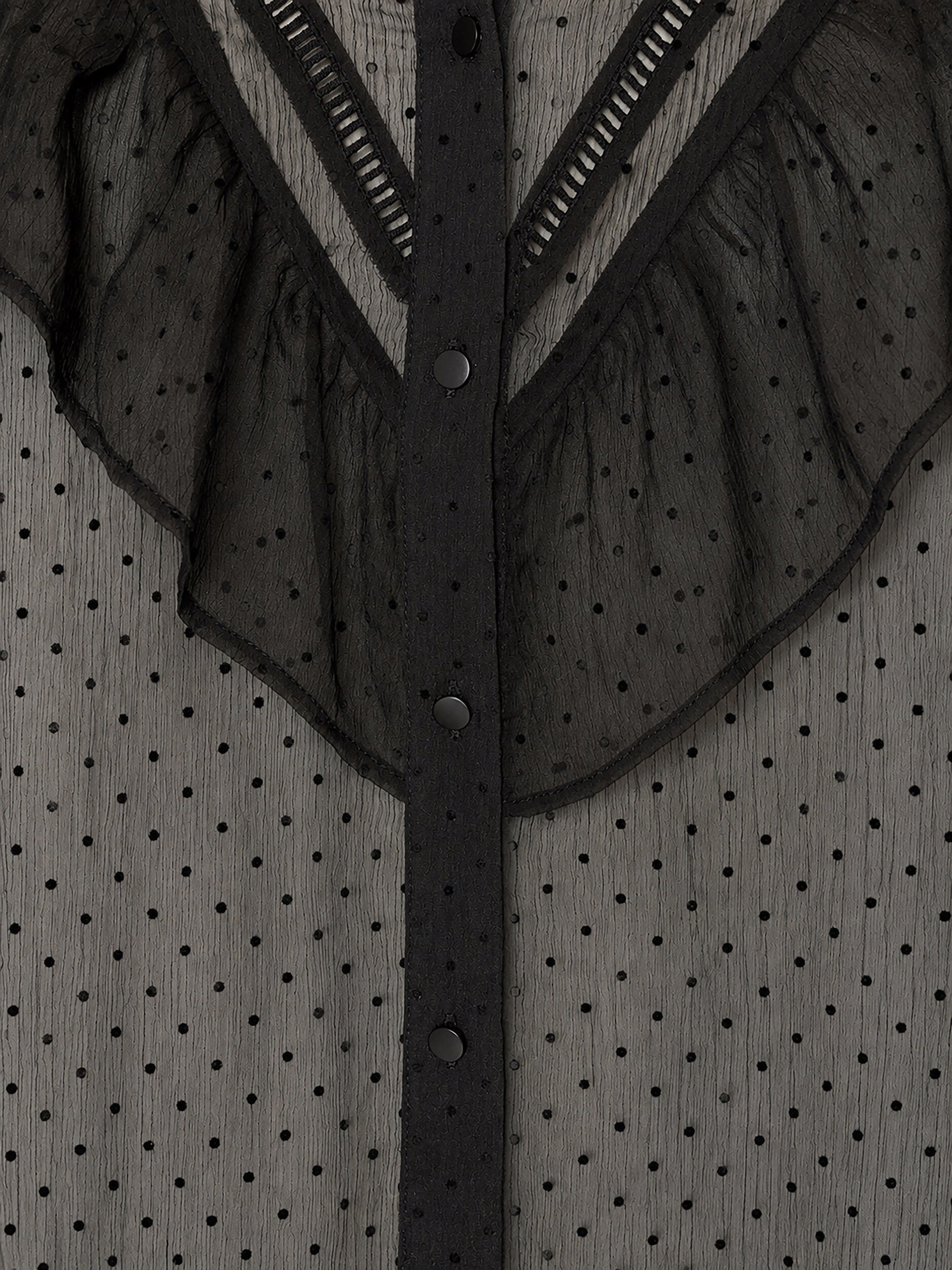 ZizziRobe midi en tissu l&eacute;ger et vaporeux &agrave; pois, avec des volants, Noir, Packshot image number 3