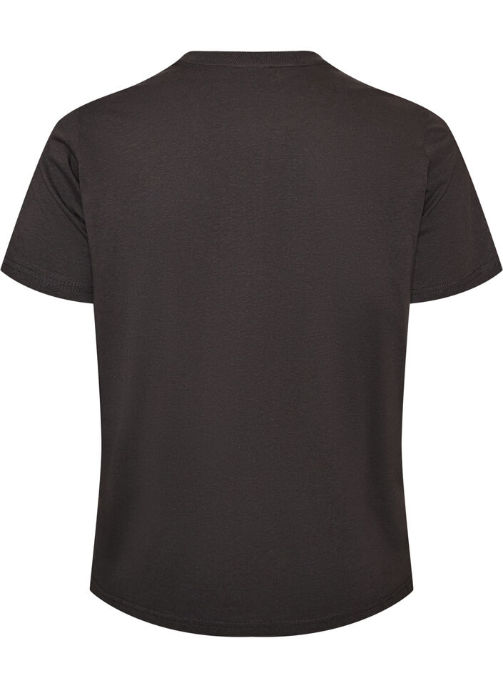 T-shirt en coton avec imprim&eacute; devant, Gris anthracite, Packshot image number 1